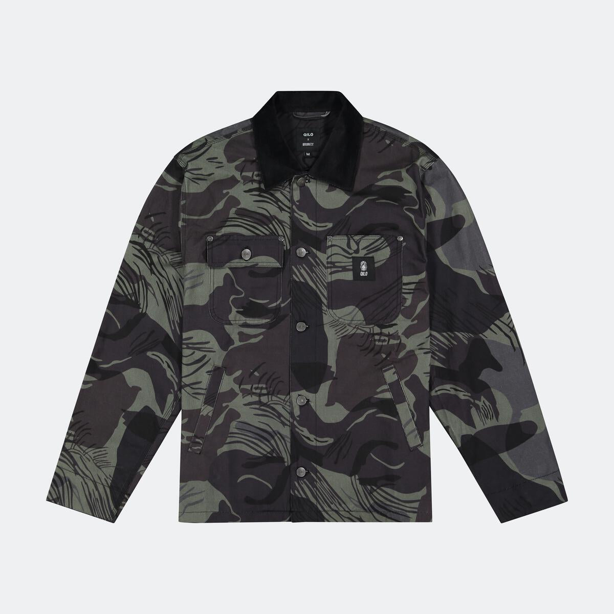 WRFMZY x QILO Chore Coat in Black Brushstroke