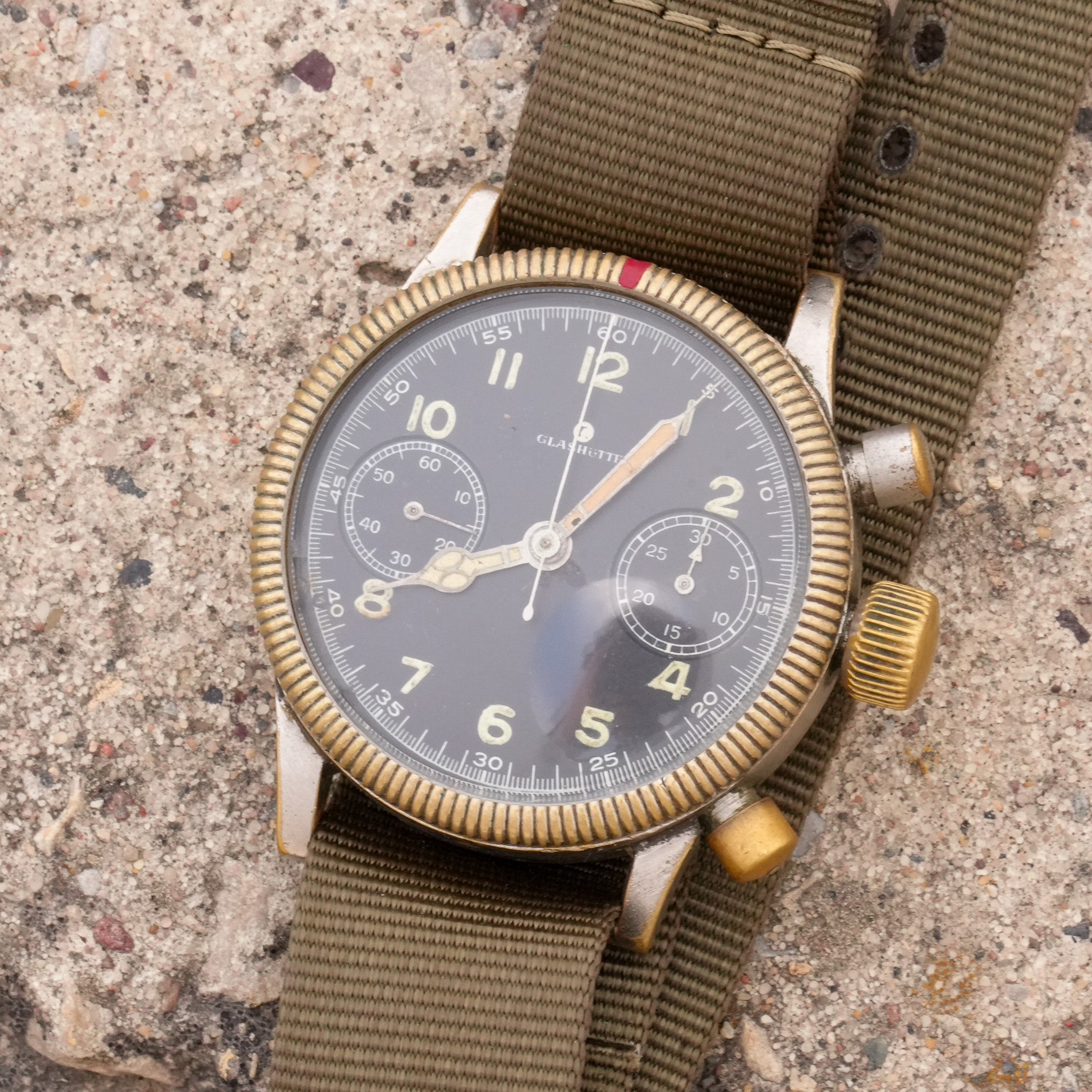 WWII Luftwaffe Glashutte UROFA 59 Chronograph Wristwatch