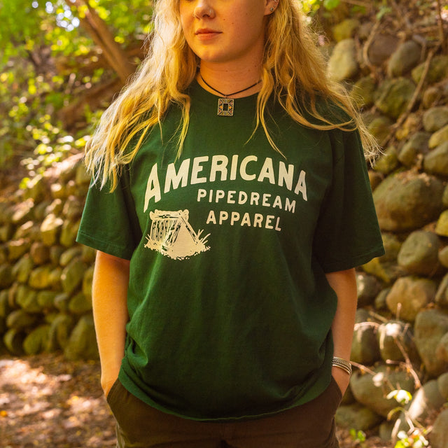 USA-Made Americana Pipedream Tee in Forest Green