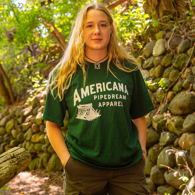 USA-Made Americana Pipedream Tee in Forest Green