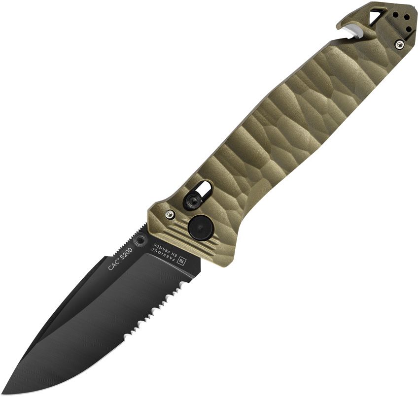 C.A.C. S200 Axis Lock OD Green Pocket Knife (No Corkscrew) (Serrated Blade)