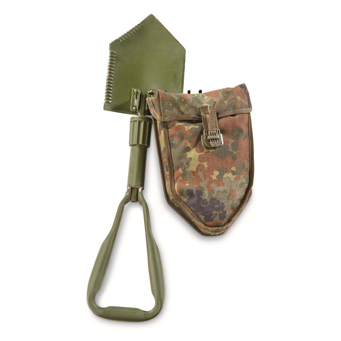 Bundeswehr Folding Shovel w/ Flecktarn Cover